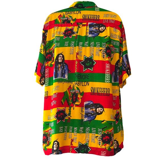 Bob Marley MAKE WAY FOR THE POSITIVE Rasta Aloha Shirt Size 3XL (runs small) - Picture 3 of 4